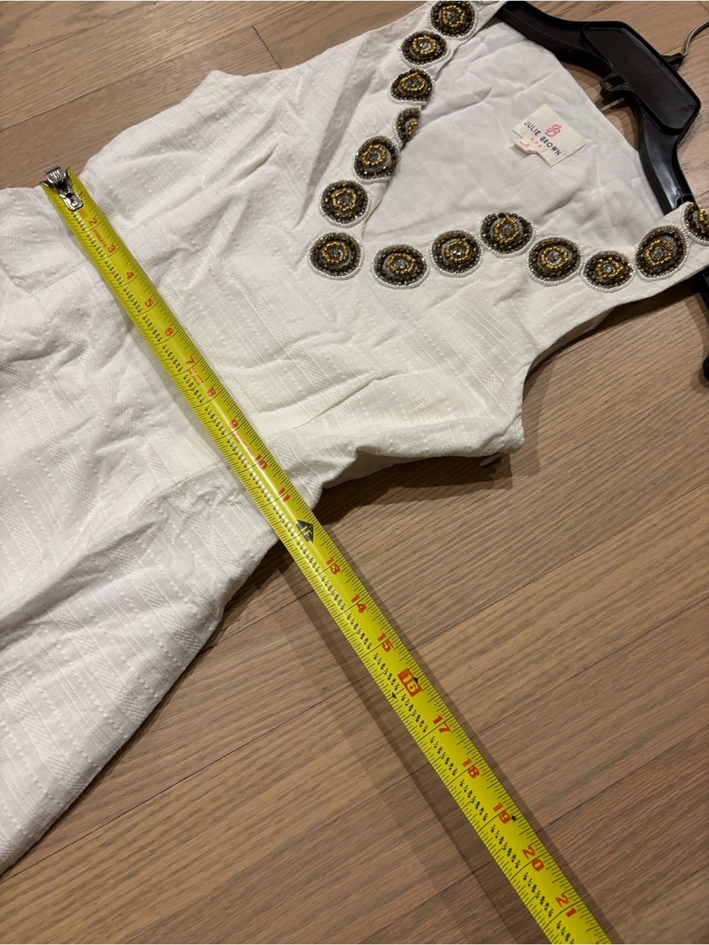 JB by Julie Brown Cream Mini Dress with Gold Embellished Medallions Size 2 - Picture 9 of 10
